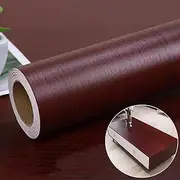 Self Adhesive Wallpaper, Peel and Stick Wallpaper Waterproof TV Cabinet Coffee Table Desktop Stickers Study Bedroom Wallpaper Suitable for Renovating Furniture(Red Walnut,80cmx5m)