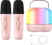 Wireless Karaoke Machine - Rechargeable Karaoke Machine with 2 Wireless Microphones - Small Portable Singing Machine, Sound Box with Led Light for Wedding, Christmas