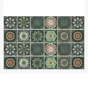 Wallpaper Green 15 Centimetre X 24 Pieces Modern Retro Style Pvc Tile Stickers Waterproof Self Adhesive Decor Wall Stickers