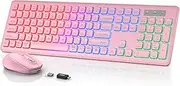 Wireless Keyboard and Mouse Backlit, Quiet Light Up Keys, Tilt Legs, Sleep Mode - Rechargeable USB Cordless Combo for Computer, iMac, PC, Laptop - by SABLUTE (Rose Pink)