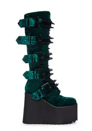 [Widow] Appetite For Destruction Platform Boots - Green Velvet