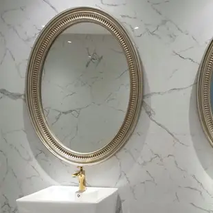 簡約復古浴室鏡子衛浴鏡化妝鏡大號橢圓浴室鏡框藝術衛生間掛鏡