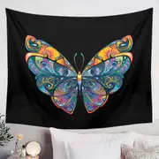 Colorful Butterfly over Black Tapestry