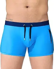 [Casey Kevin] Men's Swim Briefs Quick Dry Square Leg Swimsuit Beach Trunks Swimwear with Pockets AK4006 1pcs