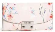 NEW Guess Women's Leona Blush Pink Floral Print Trifold Wallet Clutch Bag