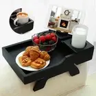 Sofa Arm Tray Table, Multi-Function Folding TV Trays with 360°Rotating