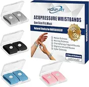 Hionfurt Motion Sickness Bands Anti Nausea Wristband for Adult and Kids Morning Sickness Relief for Pregnant Women Acupressure Nausea Relief for Car, Sea, Air Sickness -4 Pairs Grey, Black, Blue, Pink