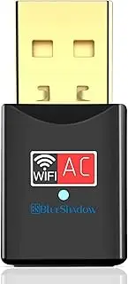 Blueshadow USB WiFi Adapter - Dual Band 2.4G/5G Mini Wi-fi ac Wireless Network Card Dongle with High Gain Antenna for Desktop Laptop PC Support Windows XP Vista/7/8/8.1/10 (USB WiFi 600Mbps)