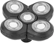 Shaver Blade Heads, 5 Head Shaver Heads, Universal 5 Heads Beard Cutter Replacement Blade, Waterproof Electric Razor Shaver Head, Easy Install for Head and Face (Black) (Spare 5