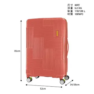 【AMERICAN TOURISTER 美國旅行者】30吋 Velton 跳色幾何防盜拉鍊可擴充PC剎車輪行李箱(三色可選)