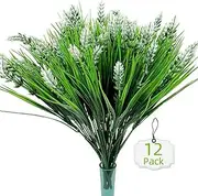Artificial Flowers, 12pcs Artificial Seven Heads Spring Grass Purple Lavender Bouquet Artificial Plants for Home Garden Planter Porch Window Frame Decoration，White
