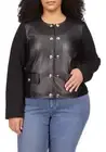 MICHAEL Michael Kors Women's Black Solid Button-Up Ponte Jacket Plus Size 3X