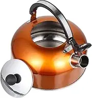 Homoyoyo 5L Whistling Orange Kettle - Vintage Stainless Steel Tea Pot for Induction & Electric Stoves - for Home Brewing & Outdoor Use