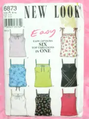 Uncut New Look Misses 6-16 Easy Boho Peasant Style Tank Tops Pattern 6873