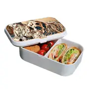 Lunch Box Food Container Snack Picnic Authentic Wood Strap Cutlery Best Friends