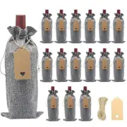16 Pack Burlap Wine Bags, Jute Wine Gift Bags with Drawstring, Accommodates R...