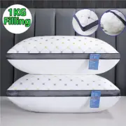 2/4/6 Pack 100% Cotton Cover Pillows Checked Ultra Plush Home Pillow All Sizes