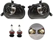 Fog Lights Car LED Front Fog Light Fog Lamp Foglights Headlights DRL Halogen Bulb For Q7 2010 2011 2012 2013 2014 2015 Fog Light Lamp Assembly(Halogen Only R side)