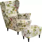 Stretch Wing Chair Cover Set Ottoman Slipcover 2 Pieces Wingback Chair Slipcover