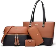 [Lovematch] Women Fashion Synthetic Leather Handbags Tote Bag Shoulder Bag Top Handle Satchel Purse Set 4pcs