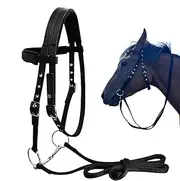 Adjustable Horse Halter, Horse Throat Latch, Horse Bridle Halter, 3 Buckles Horse Halter, Horse Headstall with Lead Rope, Horse Farm Halter, Adjustable Bridle for Horses