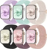 [WJK] Braided Nylon Elastic Loop Compatible with Apple Watch Band 38mm 40mm 41mm 42mm 44mm 45mm 46mm 49mm Women Men, Soft Stretchy Strap for iWatch Series 10 9 8 7 6 5 4 3 2 1 SE Ultra 2 1, Multi Colors