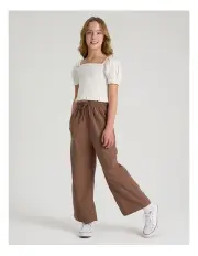[Tilii] Linen Puff Sleeve Top in White
