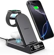 SwanScout Wireless Charger Station for iPhone, 4 in 1 Wireless Charging Station for iPhone 15 14 13 12 Pro Max, Watch Charger for iWatch 9/Ultra/SE/8/7/6/5/4/3/Air pods Pro 3 2