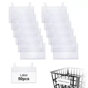 50 Pcs Plastic Wire Shelf Label Holders Reusable Basket Label Holders Clear P...