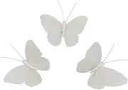 Feather Butterfly Decorations Set of 12 White Craft Butterflies on Wire .Party Spring Home Decor Floral Pics
