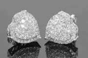 1.50Ct Round Cut Moissanite Cluster Heart Stud Earrings 14K White Gold Plated