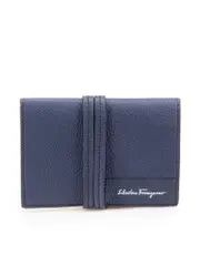 Navy Leather Wrap Around Purse
