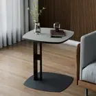 Modern C Shaped Table Sofa Side Coffee Table Bedside Table Leather Top 45x50cm