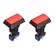 Game Rectangle Push Buttons Red LED Light with Micro Switches 49x33mm/12V/2Pcs