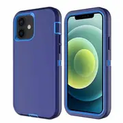 For Apple iPhone 12 Case, Drop Resistant Defender Tradies Heavy Duty Rugged Shockproof Cover (N Blue/Blue)