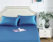 1800TC 3 Piece Art Silk Satin Pillowcase Fitted Sheet Set AU Single Size Hypoallergenic Breathable Bedding
