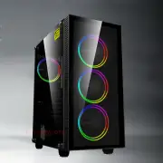 GX Draco 4x RGB Dual Tempered Glass ATX Mid Tower Gaming Computer Case - Black