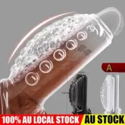 Male Reusable Condom-Men-Penis-Extender-Enlarger Sleeve Bigger Girth Enhancer AU