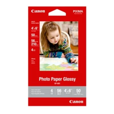Canon 4 x 6 Inches Photo Paper Glossy, 50 Sheets (8649B001)