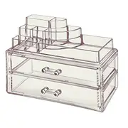 Acrylic Makeup Organizer Container Clear Acrylic 2 Draw Cosmetic Box
