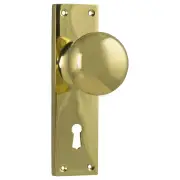 Victorian Knob Lock Set, Polished Brass