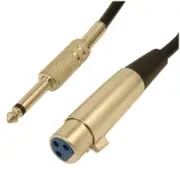 10Ft XLR 3P Female to 1/4inchinch TS MONO Male Microphone Cable