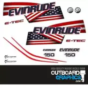 Evinrude 150hp ETEC small block outboard engine decals/sticker kit - white cowl