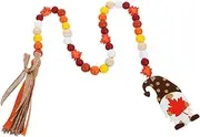 iplusmile Thanksgiving Wooden Bead Garland with Tassel Rustic Farmhouse Decor for Tiered Trays Walls Windows and More Unique Holiday Decoration for Autumn Celebrations