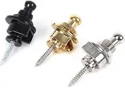 Guitar Strap Lock Set - 3 Packs Metal Button Security Straplock Quick Release Strap Retainer System For Electric Acoustic Guitar, Bass, Ukulele (Gold/Silver/Black-M)