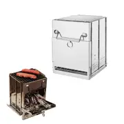 Foldable Wood Burning Camping Stove Portable Stainless Steel Backpacking Stove with Grid Rack for Outdoor Cooking Picnic
