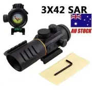 Riflescope 3X42SAR Magnification Red Dot Sight Scope 5 MOA 11/20mm Rail Mount