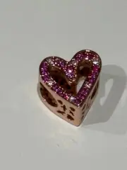 HEART RED & PINK ROSE GOLD 925 Sterling Silver Pandora Charm NEW 788692C02