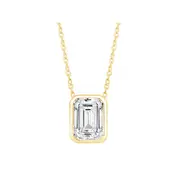 Emerald Cut Solitaire Necklace with 1/2ct of Laboratory Grown Diamonds in 9kt Yellow Gold