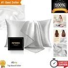 Ultra-Smooth Light Grey Silk Pillowcases 20x26, Hidden Zipper Closure Set of 2